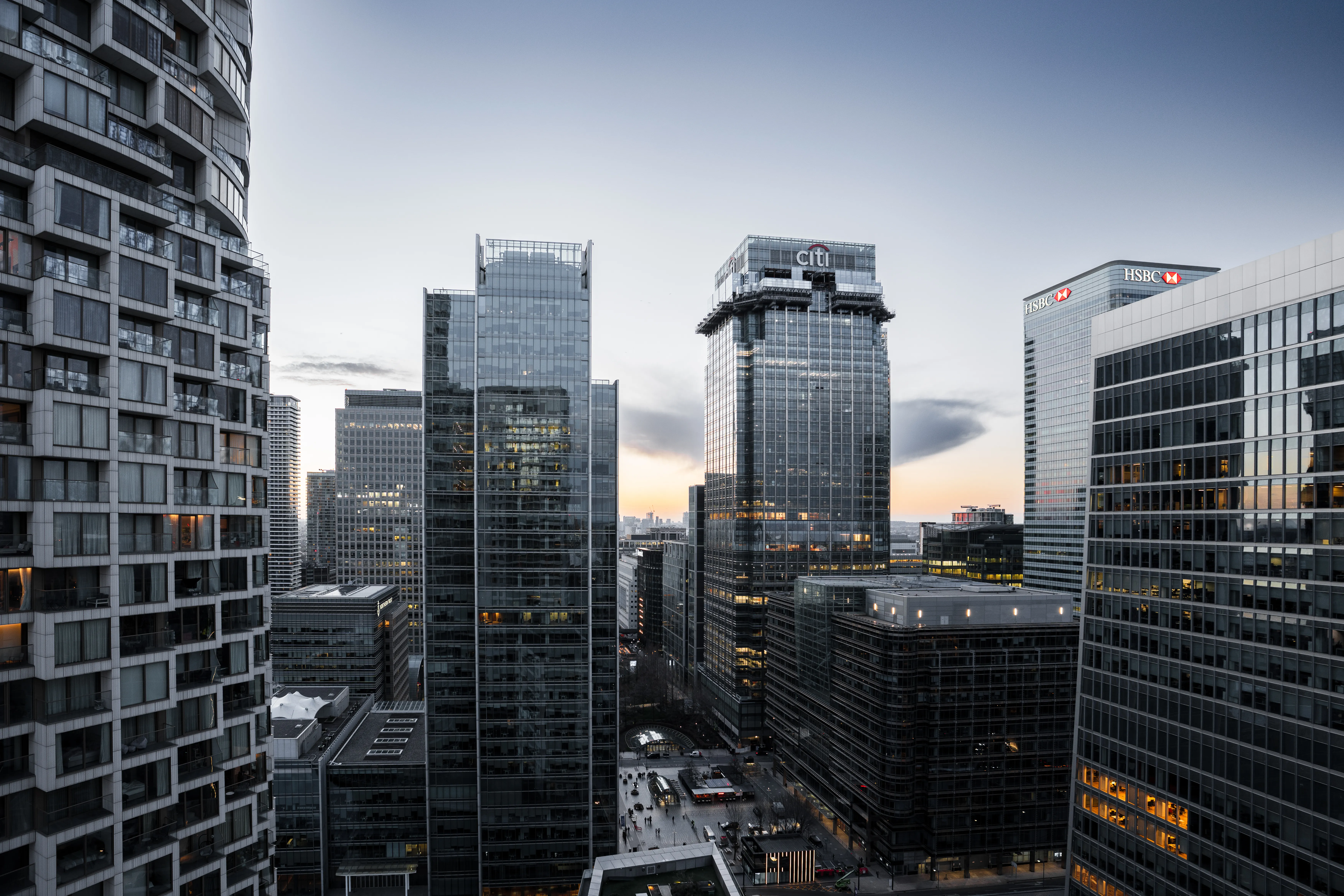 Blue hour, financial district